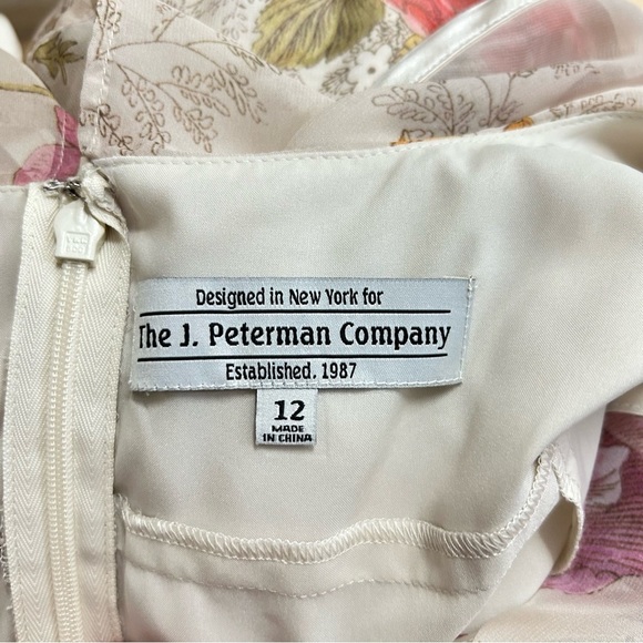 J Peterman Chiffon Ruffle Dress 12 Floral Feminine Tiered Empire Waist Romantic - Picture 11 of 15